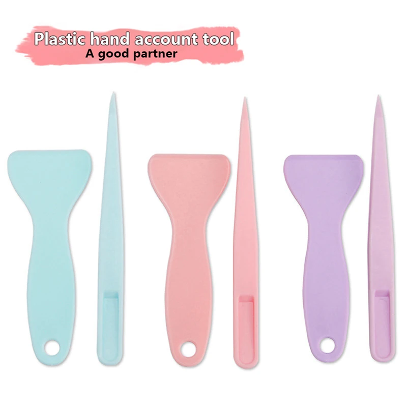 1Set Cute Hand Account Tweezers Colored Plastic Scraper Release Shovel Hard Clip Sticker Stationery