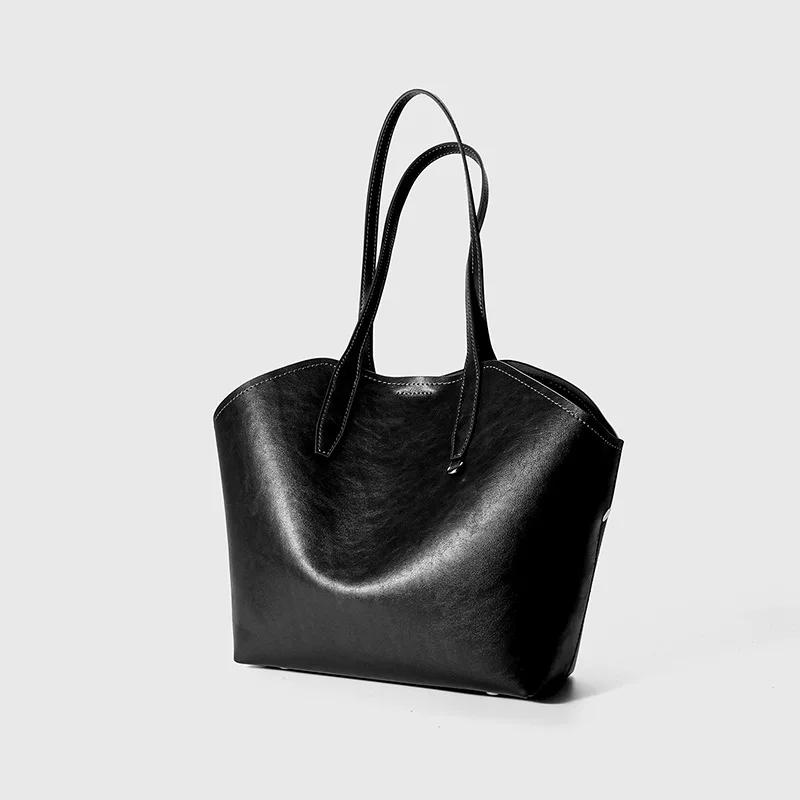 

Bag for women 2025 commuting, large capacity real leather bag, high-end feel, hand-held style retro tote bag