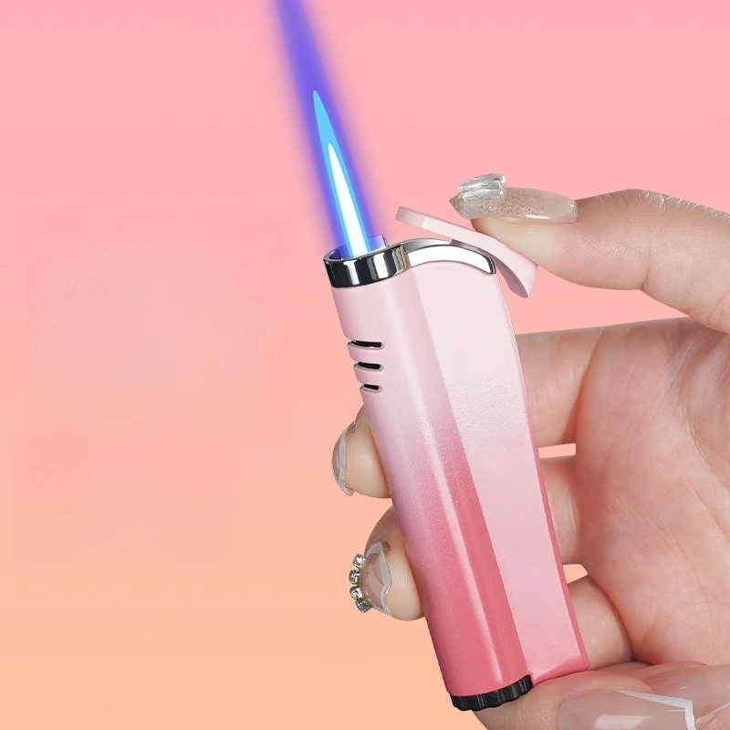 

New Windproof Straight Forward Lighter with High Aesthetic Value Metal Inflatable Gradient Windproof Lighter