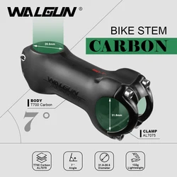 WALGUN T1000 Carbon MTB Bicycle Handlebar Stem 7/17 Degree 28.6/31.8MM Ultralight Carbon Road Mountain Bike Stem Bicycle Parts