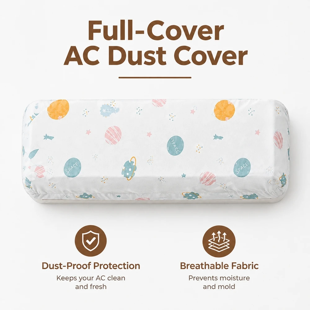 Wall Mount Air Conditioner Cover Dustproof Fabric Case for Bedroom Universal Fit Elastic AC Protector 90cm X 140cm
