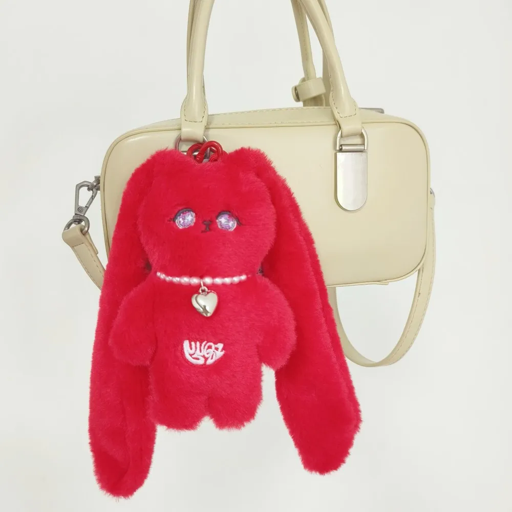 YUQI-GIDLE Red Rabbit Plush Chaveiro para Mulheres, Chaveiro de Pelúcia, Pingente Mochila, Acessórios para Malas, Presentes Fãs, 16cm