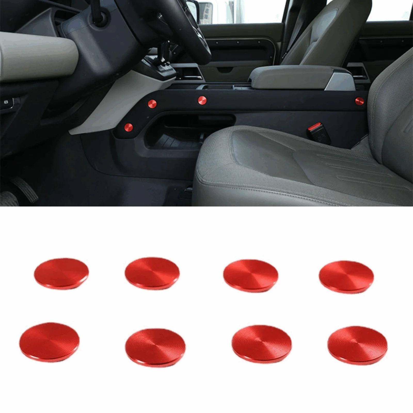 8PCS Red Center Console Screw Armrest Side Protection Cover Trim For Land Rover Defender 110 2020-2022