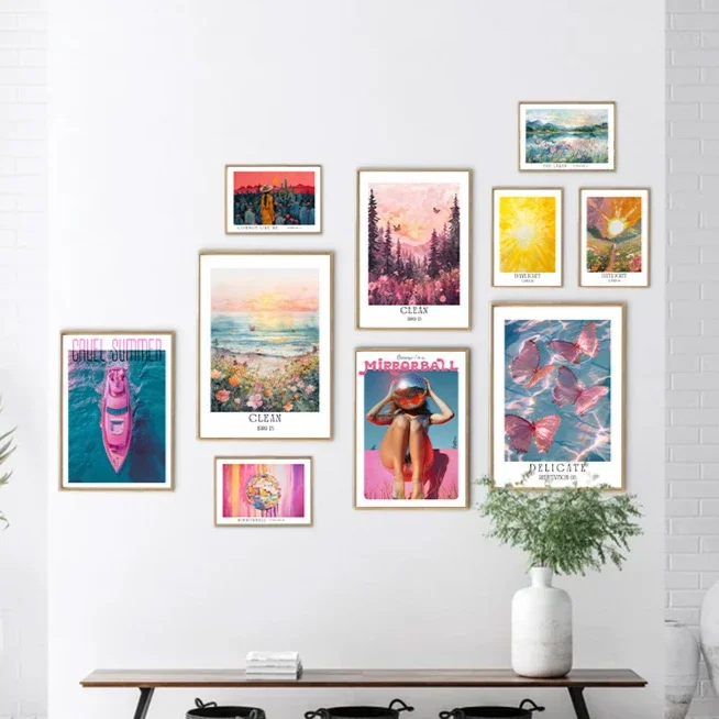 Seaside Beach Portrait Watercolour Art Poster Colourful Nature Scenery Gallery Living Room Decoration Canvas Painting Wall Art