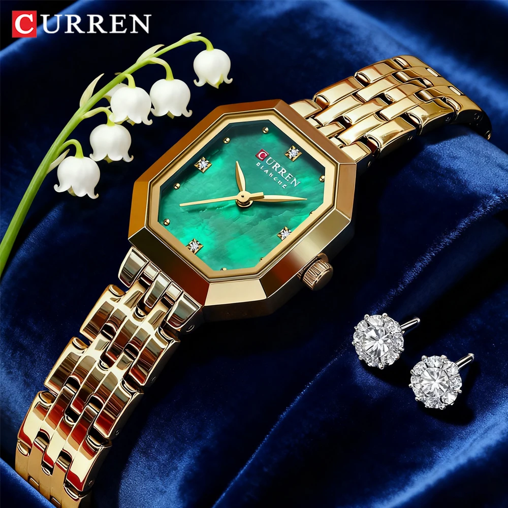 

CURREN Elegance & Sophistication Women's Watch Luxurious Gold Timepiece with Stunning Green Dial