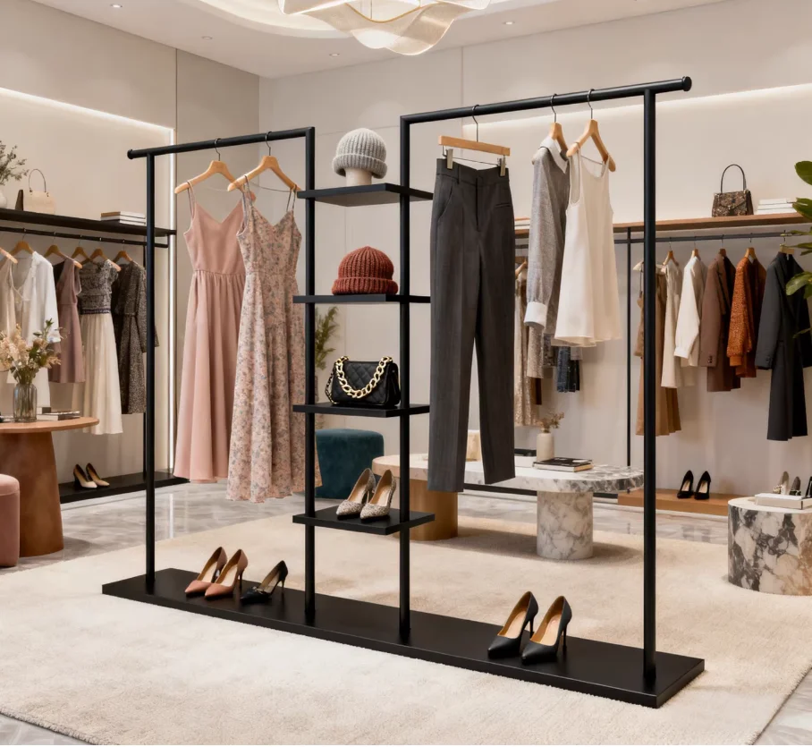 

Women's Clothing Storecelebrity Wrought Iron Clothing Store Hanger Floor Simple Light Luxury Women's Clothing Store Living Room