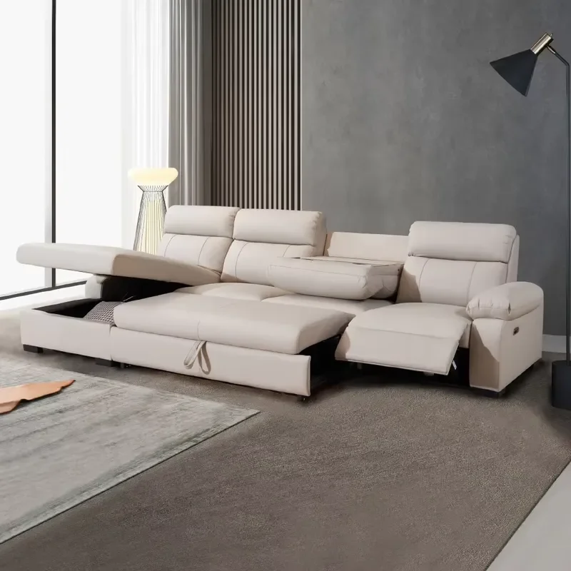 Modern Design l Shaped Italian Living Room Sofas High Quality Multi Function Sofa Electric Recliner Sofa Bed