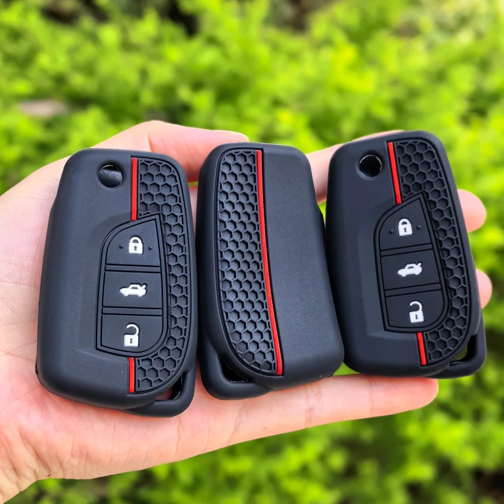 3 Buttons For Toyota Corolla Auris Reiz Avensis Verso Yaris Aygo Rav4 Scion TC IM Silicone Car Key Case Silicone Remote Cover
