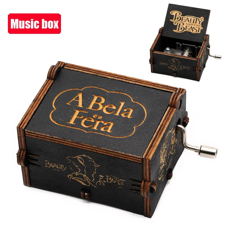 Hot antieke gesneden houten handslinger Simpsons muziekdoos figuur Happy Halloween kerst verjaardagscadeau