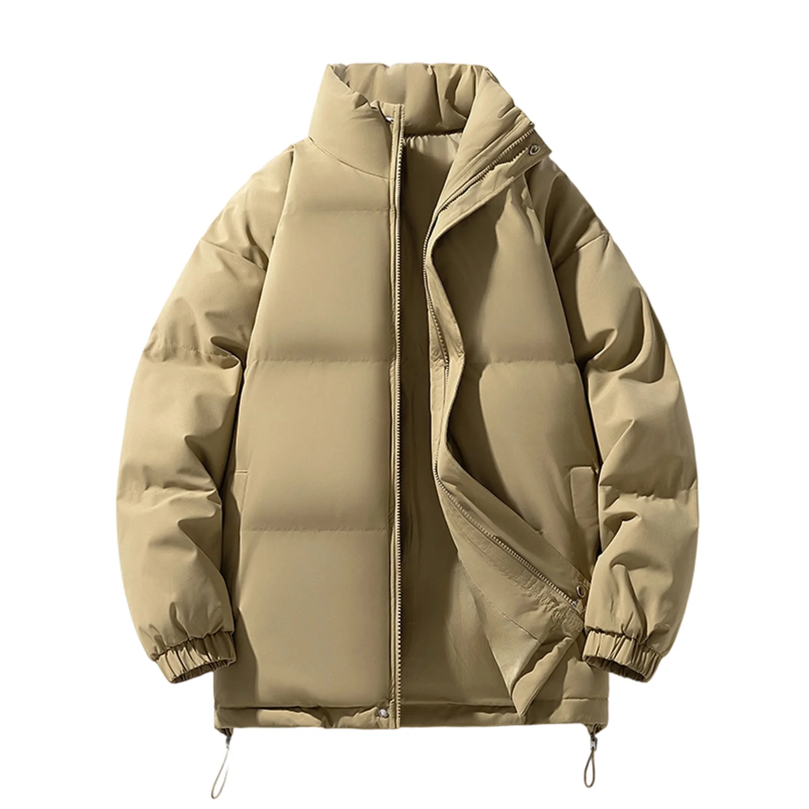 

Men's Puffer Jacket Thick Warm Parkas Solid Color Unisex Winter Jacket Korean Fashion Women Coat Cotton Padded Outwear Clothing