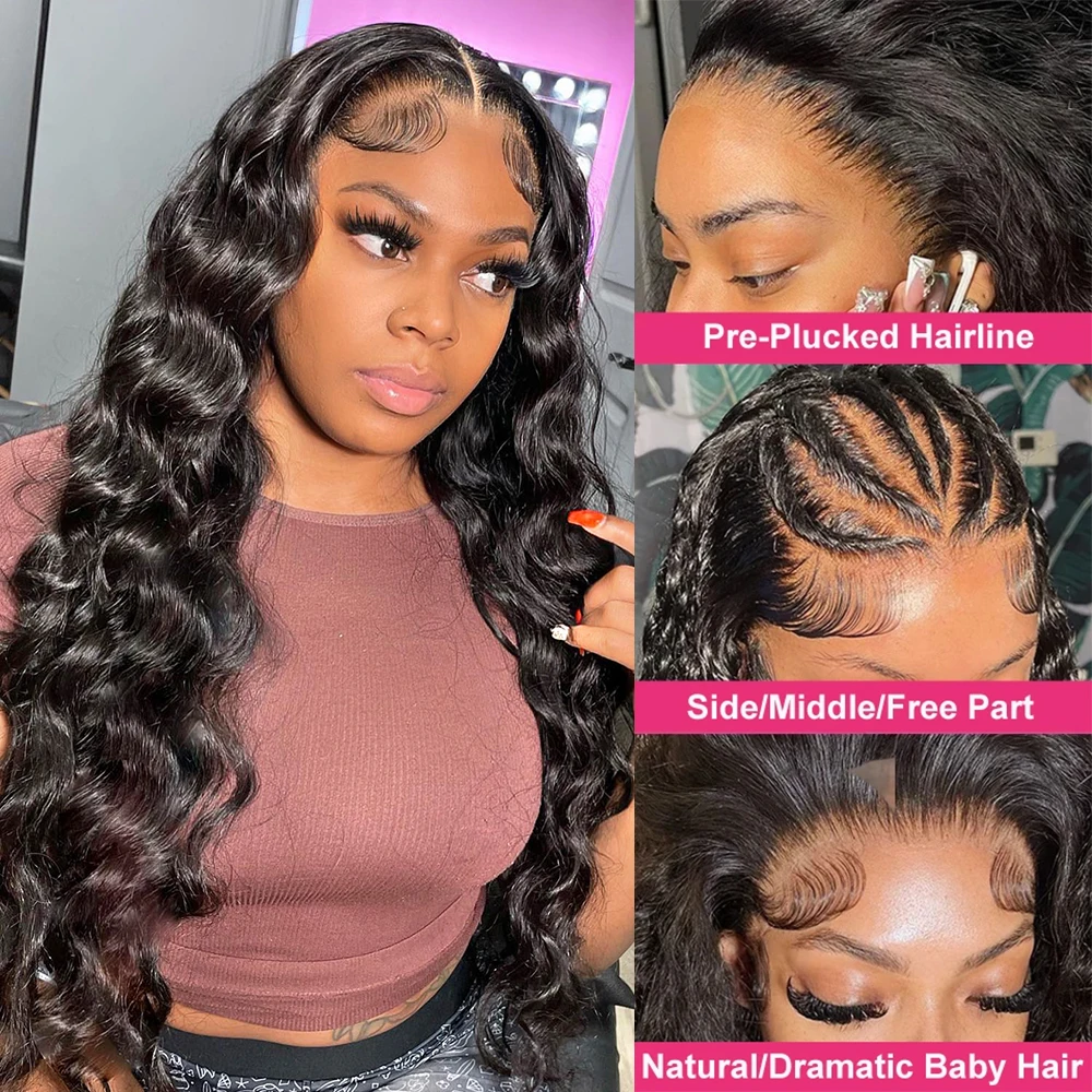 250% Loose Deep Wave Lace Front Human Hair Wigs Brazilian Loose Curly 13x6 HD Lace Frontal Wig 30 34 Inch Human Hair Wigs Sale