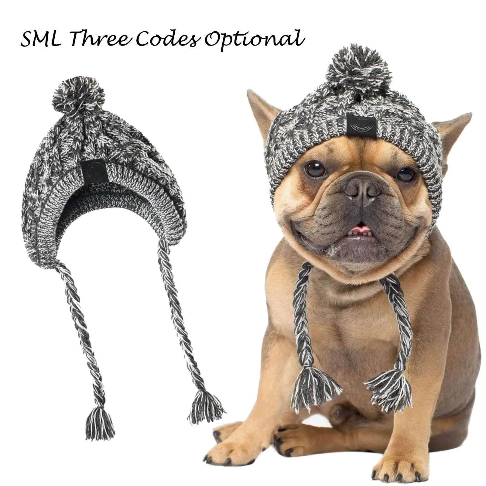

Dog Winter Warm Hats Windproof Knitting French Bulldog Hat For Dogs Chihuahua Hat Fluffy Ball Pet Hat Puppy Coldproof Hat U7E3
