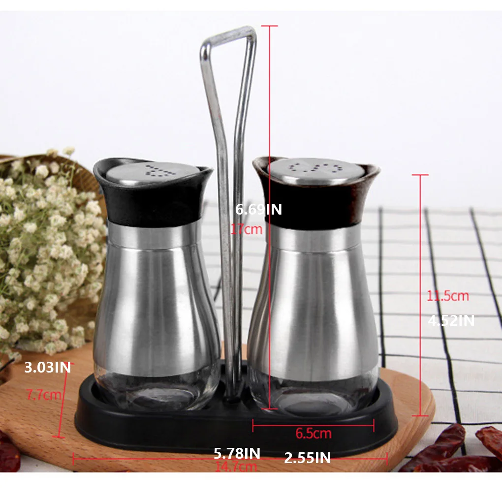 1 Set Stainless Steel Spice Jar Sealed Nonslip Restaurant Sugar Salt Pepper Chilli Powder Bottle Can with Base