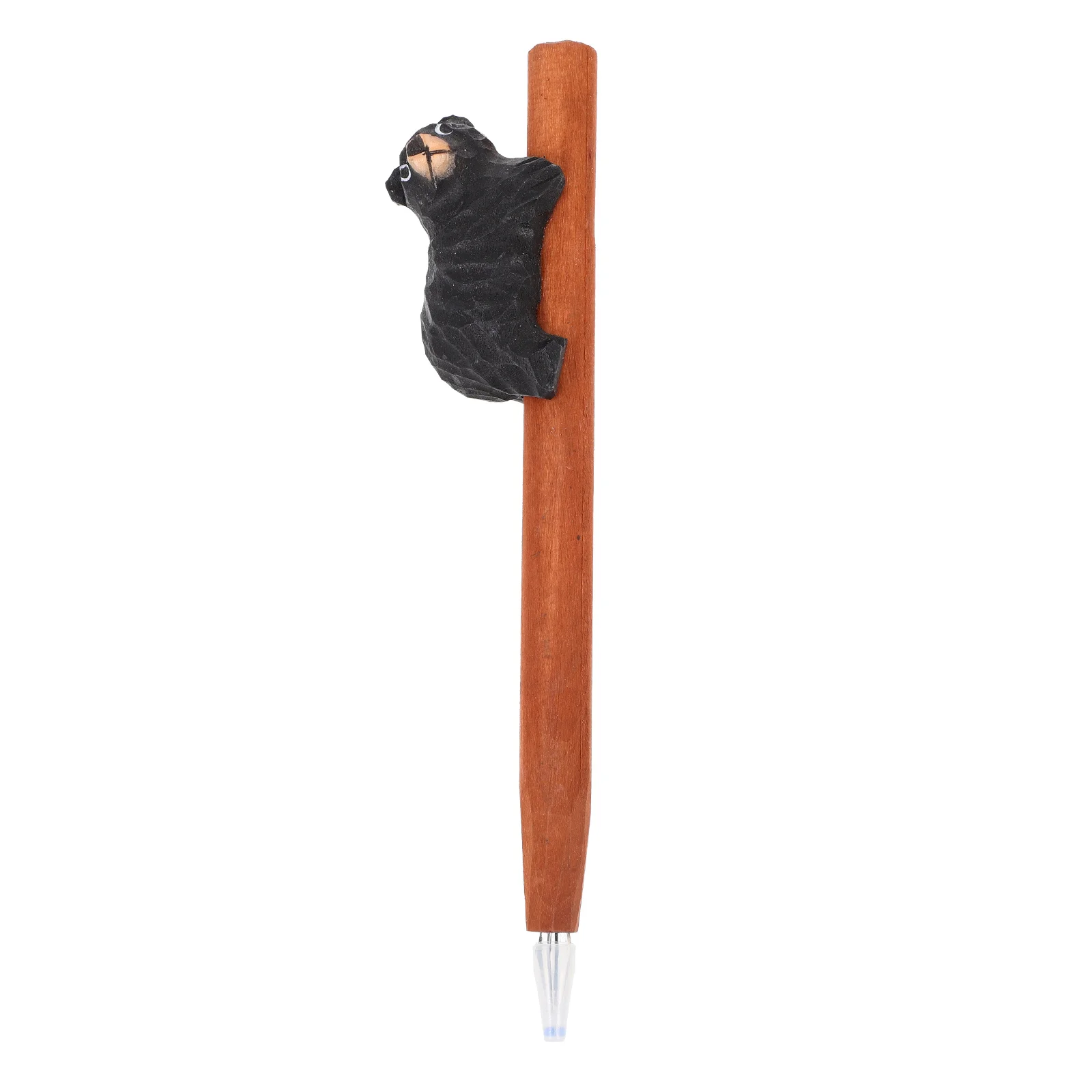 

Black Bear Wooden Carving Pen Climbing Grain Animals Ballpoint to Ball-point Pens for Writing Student Small