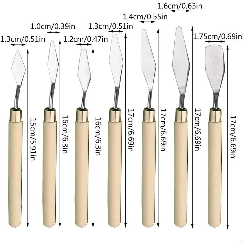W89C 7x cuchillos pintura espátula flexible para mezcla color Pintura acrílica