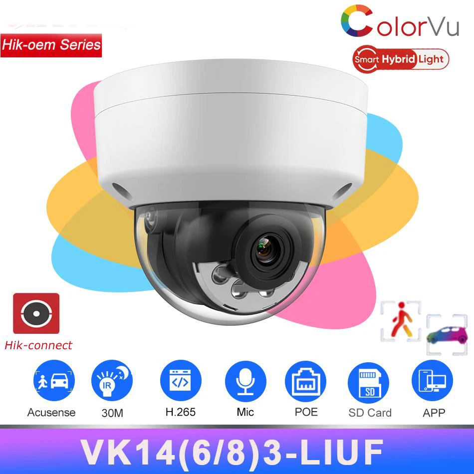 OEM Hikvision 4MP 6MP 8MP Smart Hybrid Light IP Camera replace DS-2CD1183G2-LIUF Built-in Mic SD Card POE Surveillance IP Camer