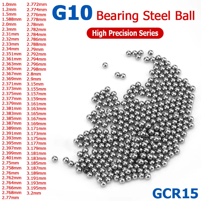 100-1000pcs 1.0~3.2mm High Precision Small Steel Balls G10 Bearing Steel GCR15 1.2/1.588/2.361/2.375/2.778/3.167/3.175/3.189mm