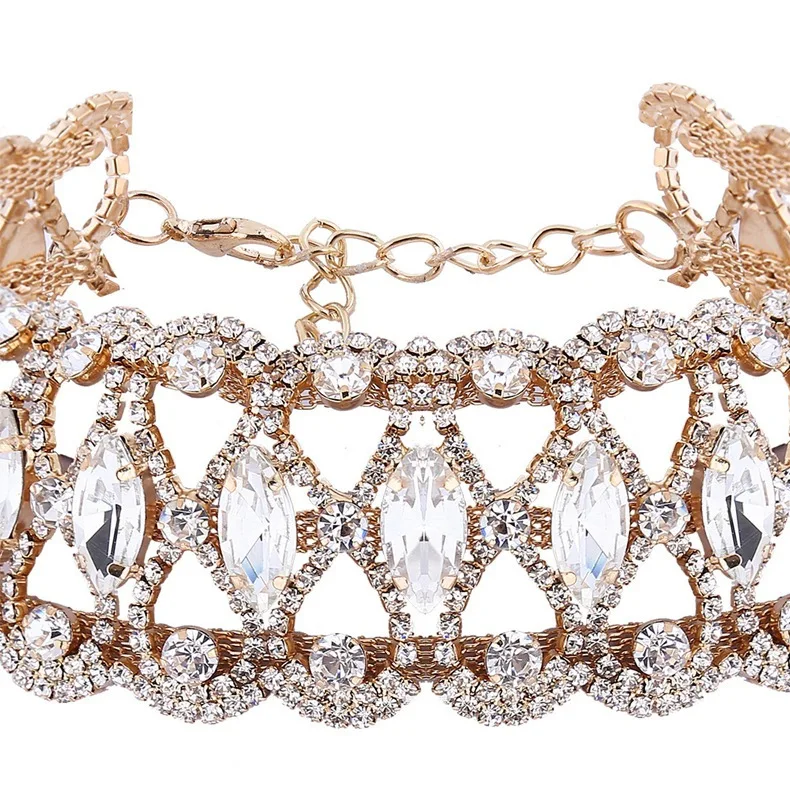 سلسلة عنق الماس شعبية عين الحصان كريستال سلسلة عنق الترقوة حجر الراين قلادة، رائعة، عصرية، لامعة، أنثى