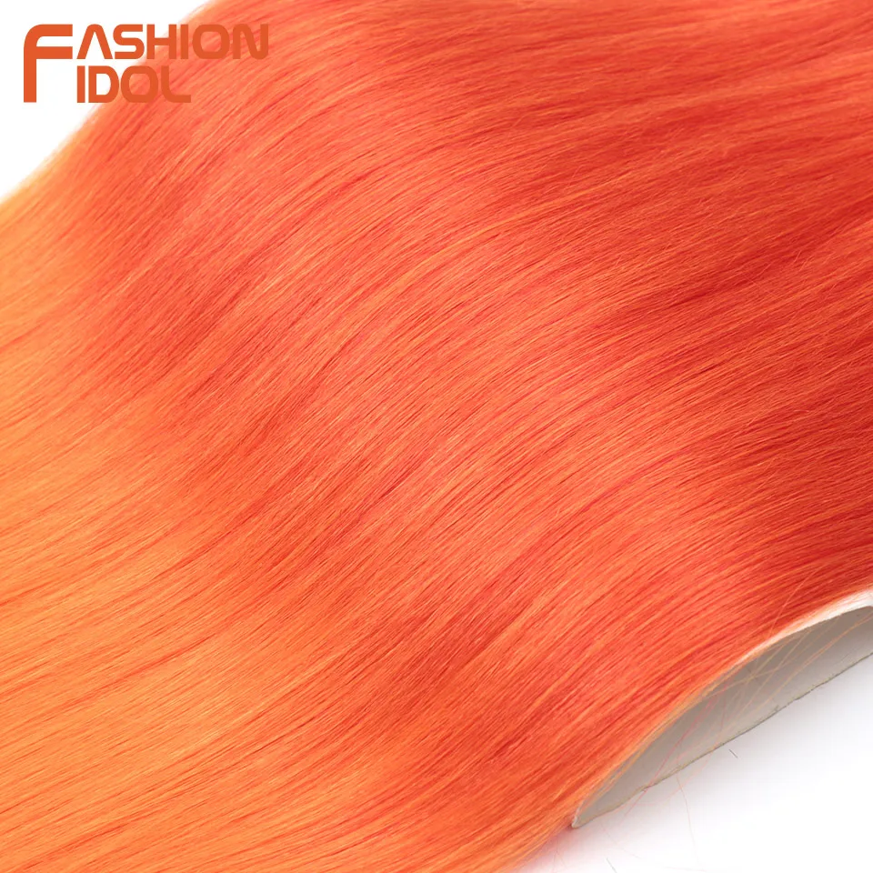 Ariel-mechones de pelo liso de poni, trenzas de ganchillo de 28 pulgadas, pelo trenzado sintético, extensiones de cabello de ganchillo naranja ombré