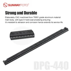 SUNWAYFOTO DPG-440 440mm(17.3inch) Arca Swiss Rail,Universal Long Quick Release Plate,Dual Dovetail Slide Rail for Stereo/3D