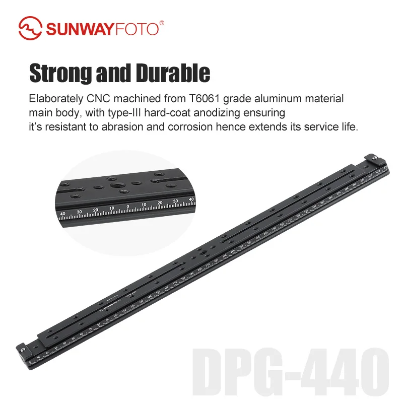 SUNWAYFOTO DPG-440 440mm(17.3inch) Arca Swiss Rail,Universal Long Quick Release Plate,Dual Dovetail Slide Rail for Stereo/3D