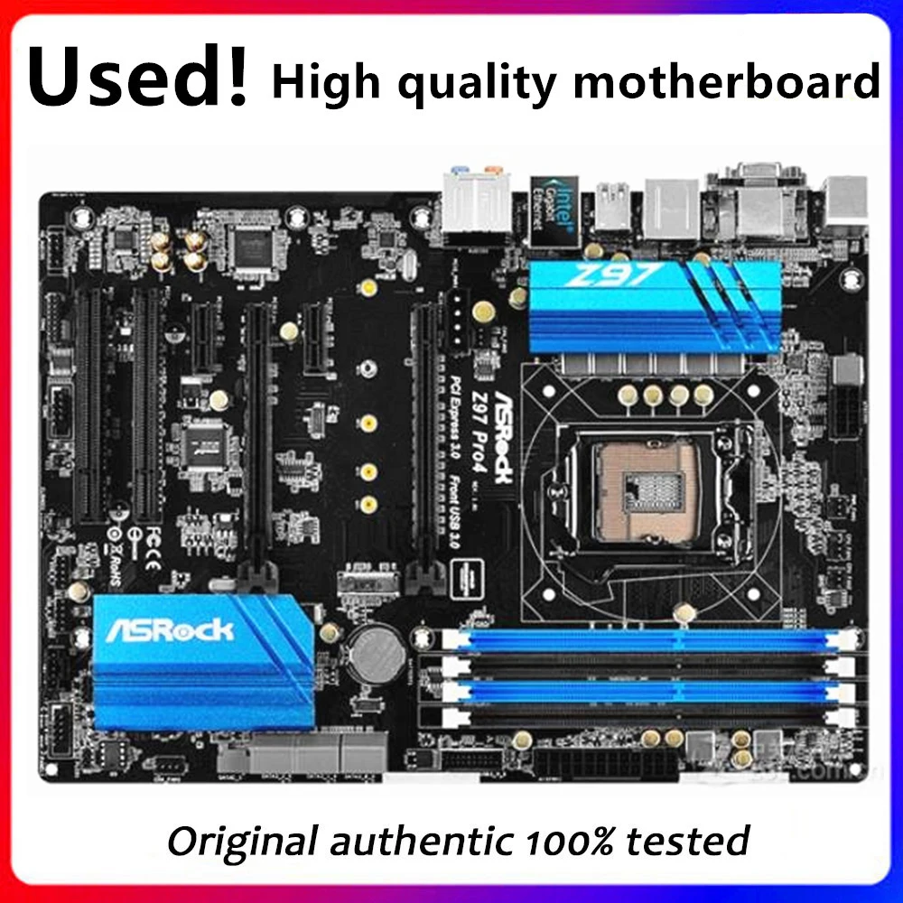 

For ASRock Z97 Pro4 Desktop Motherboard Z97 LGA 1150 CPU SATA3 USB3.0 Original Desktop Used Mainboard