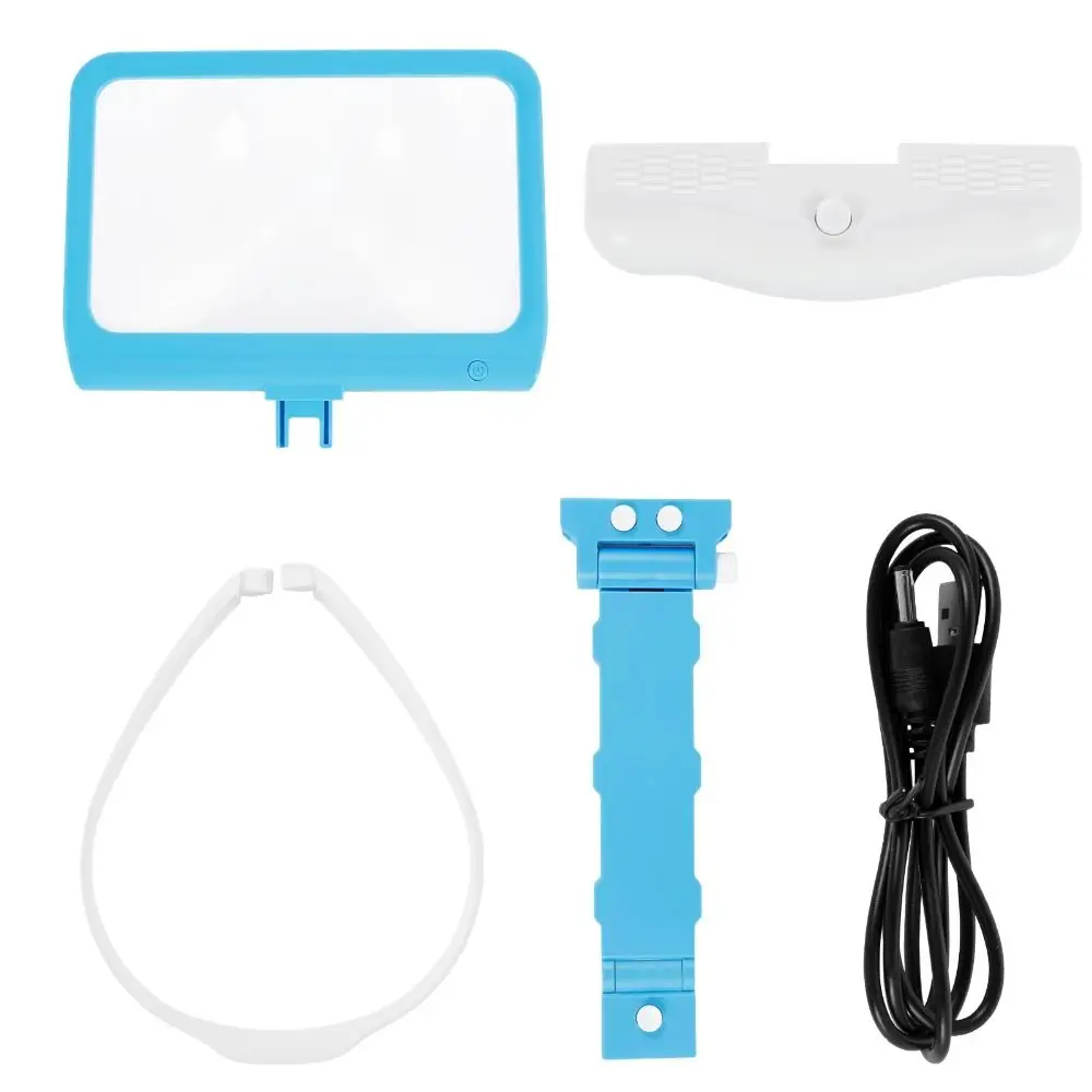 Neck Hanging 5X LED Large Magnifier 3AAA Battery/USB Power Adjustable Lighting Full Book Page Magnifier Hands Free Flexible