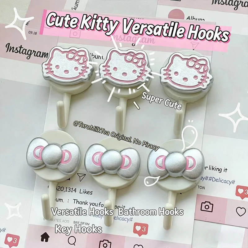 

Милый крючок HelloKitty без сверления и следов, крючок HelloKitty, подходит для кухни, ванной комнаты, стен.