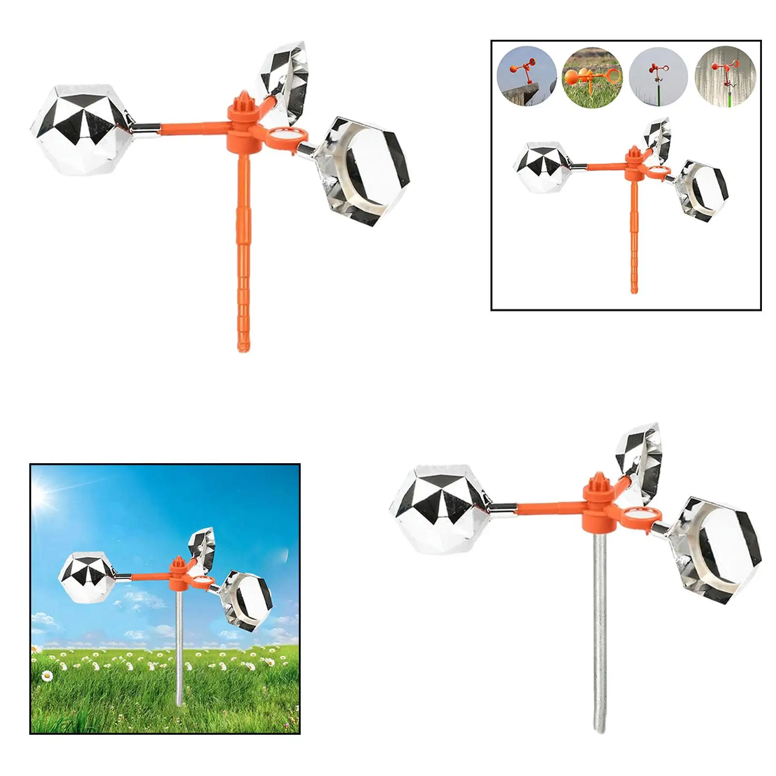 Bird Deterrent Device Reflector Windmill Weatherproof Scarer for Outdoor Backyard Yard Garden Repels Pigeons Sparrows