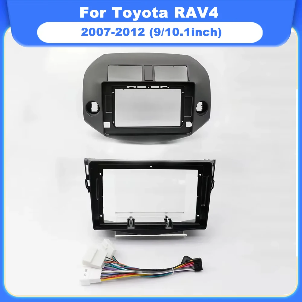 2Din 9/10.1inch Car DVD Frame Audio Fitting Adaptor Dash Trim Kits Facia Panel For Toyota RAV4 2007-2012 Double Din Radio Player