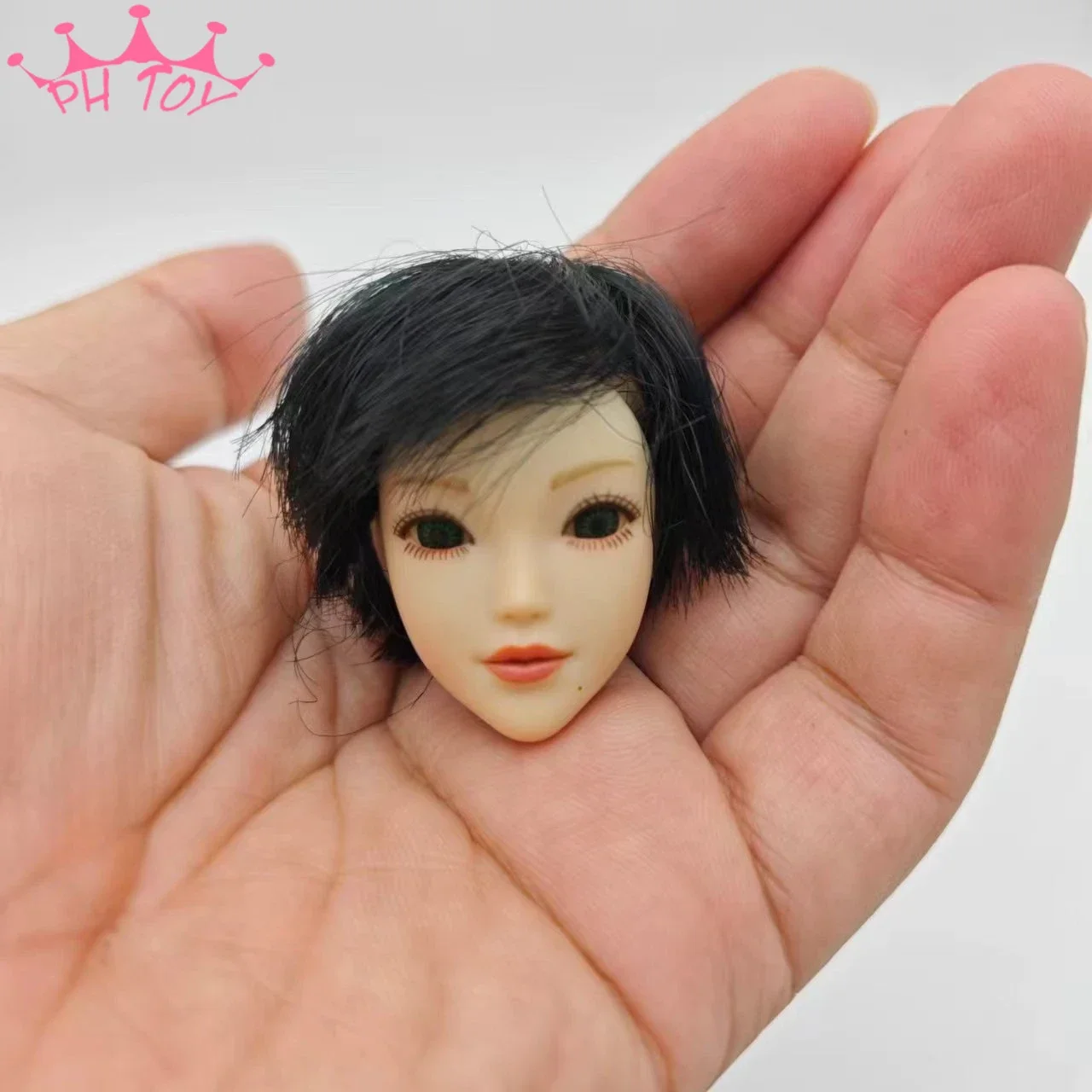 

1/6 Female Soldier Black Short Hair Girl Head Sculpt Eyes Movable Head Played Model for 12" White PH TBL JIAOU DOLL Figures