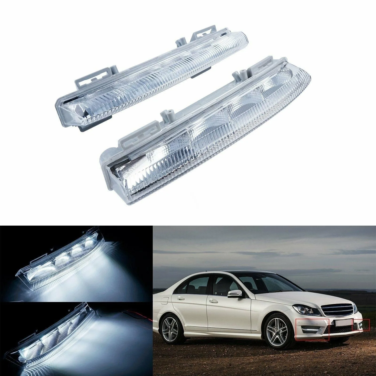 Daytime Running Light Fog Bulbs For Mercedes C / E Class W204 W212 R172 LED DRL Front Day Light Car LED DRL Headlight