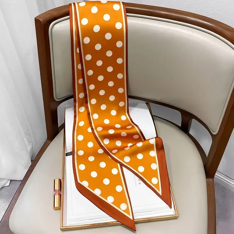 Design Print Skinny Scarf Plaid Horse Hairband Scarves Women Narrow Silk Scarfs Bag Ribbons Luxury Brand Wrist Towel Foulard