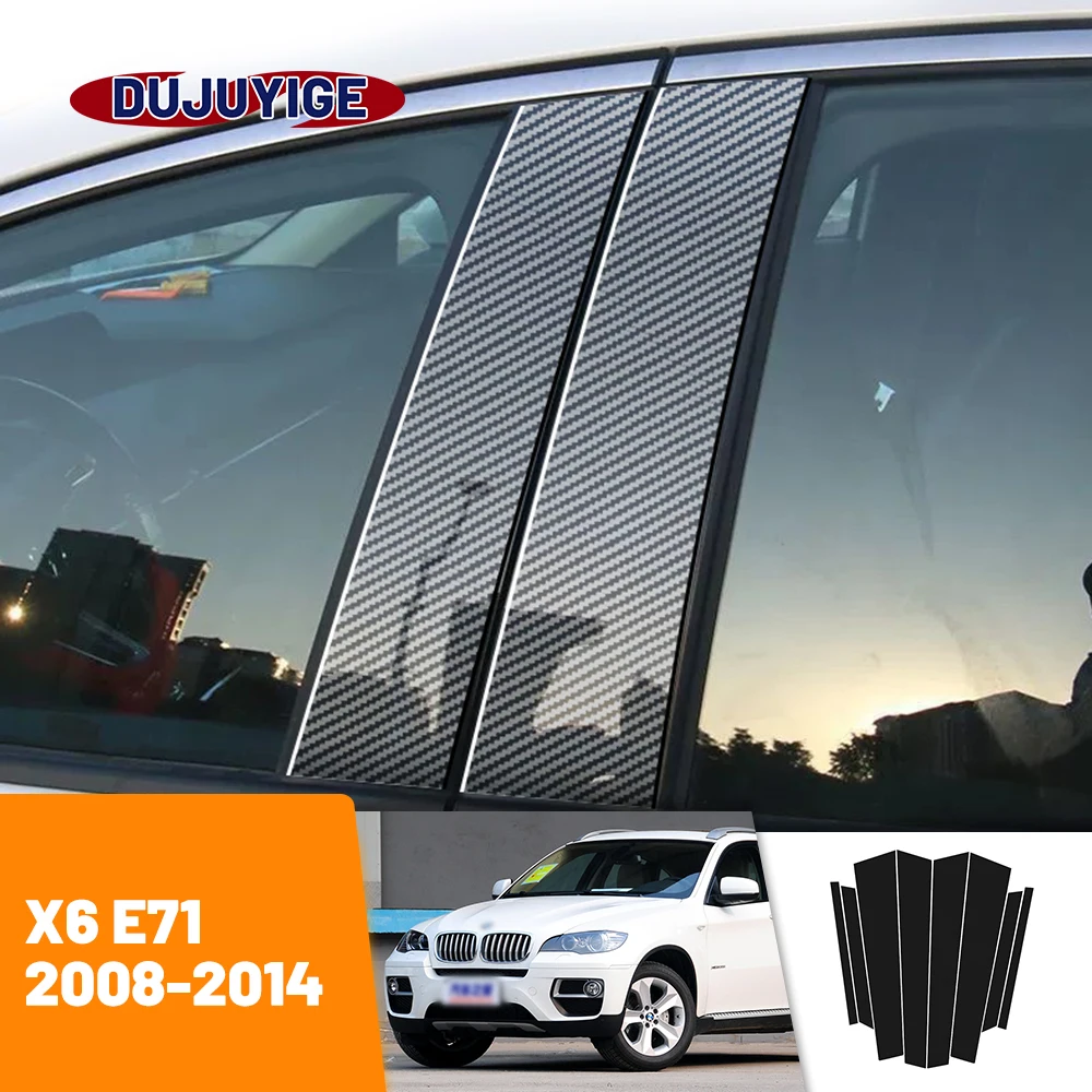 

For BMW X6 E71 2008-2014 2009 2010 2011 2012 2013 Carbon Fiber Window Door Column Deal B C Pillar Post Cover Trim Sticker