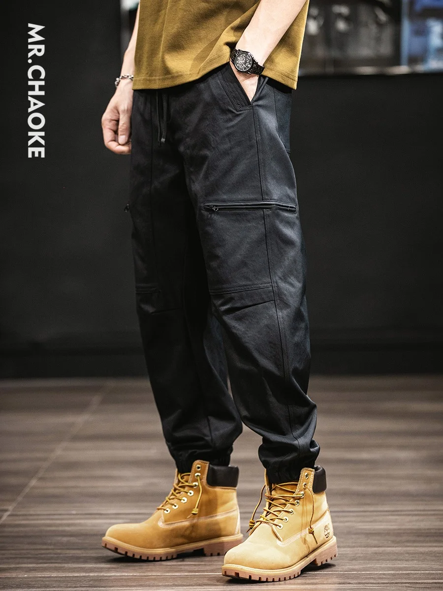 

American Retro Workwear Loose Fit Men's Summer New Sle Trousers Cuffed Long Pants Casual Pants Youth Vitali Sle