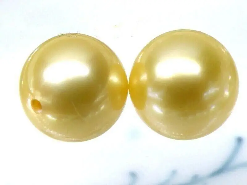 Authentic Match Pair AAAAA 7-7.5mm Round Bulk Gold Nanhai Pearl Half Diamond