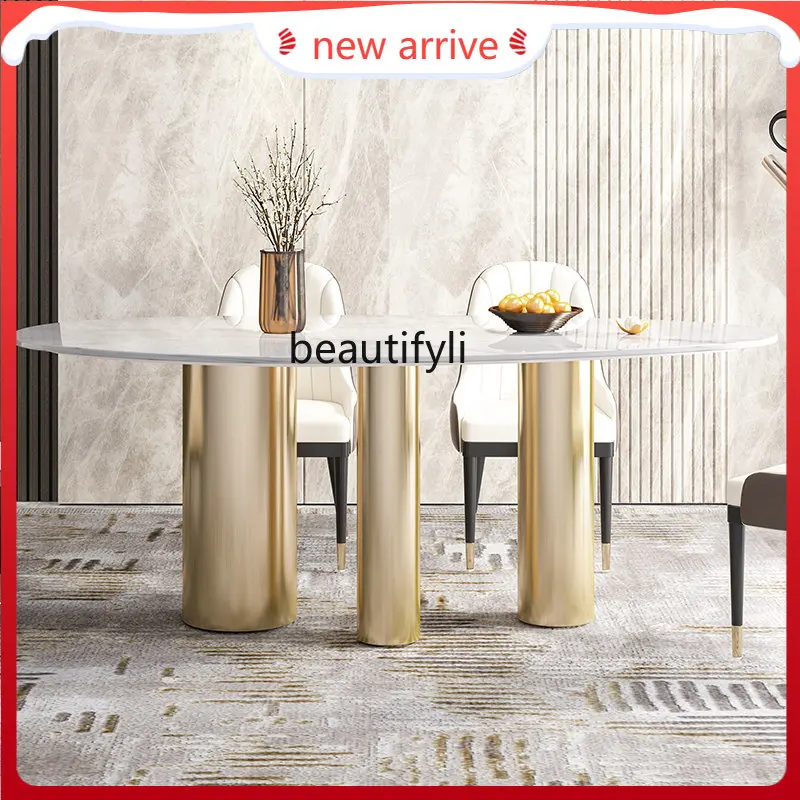 

Light Luxury Italian Natural Marble Dining-Table Simple Modern Special-Shaped Home Dining Table Minimalist Dining Table G1218