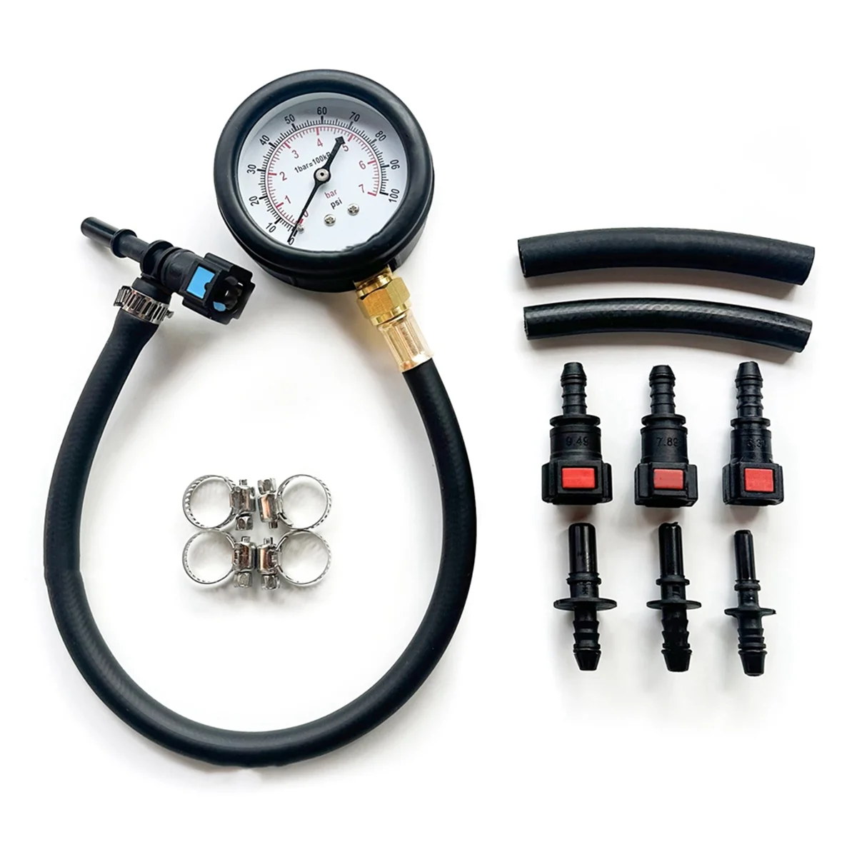 Fuel Pressure Test Kit Fuel Pressure Gauge Fuel Injection Pump Pressure Tester Gauge Kit for Car, Motorcycle,