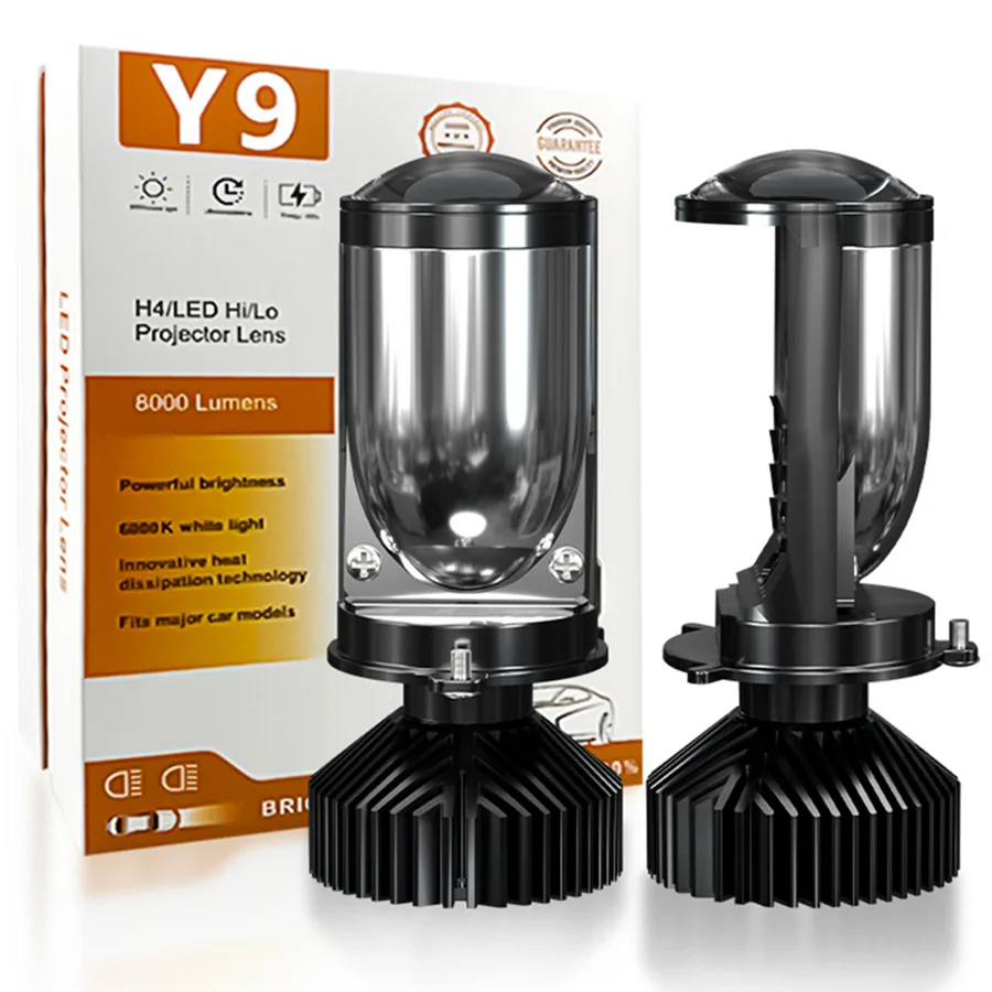 

Y9 lens car LED headlights H4 LED bulb all-in-one motorcycle headlights direct beam laser fish-eye