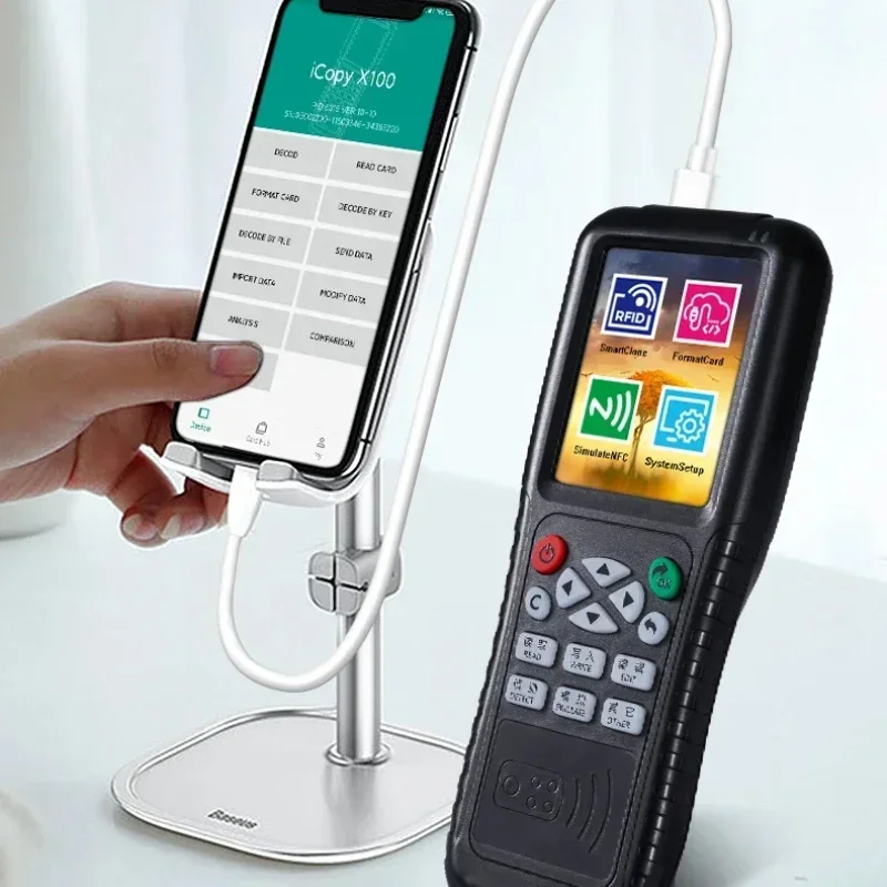 

125 кГц 13,56 МГц NFC Устройство чтения смарт-карт RFID-копировальное устройство X100 новый порт Программатор карт доступа Дубликатор Копия Зашифрованный ключ 2025