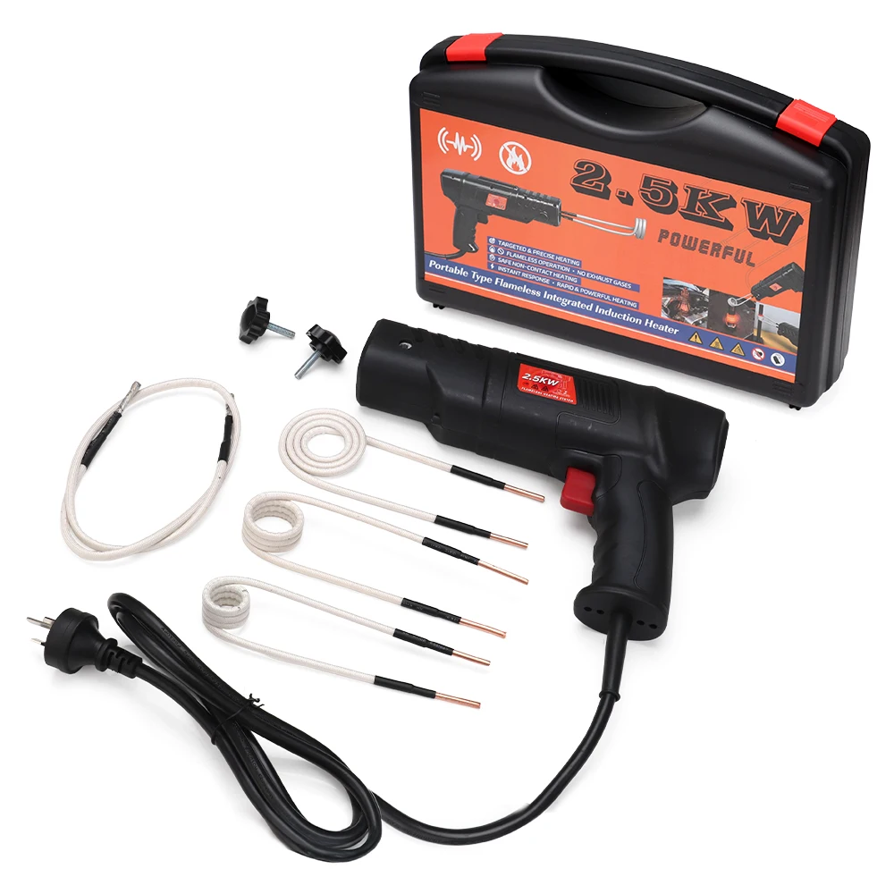 2500W Magnetic Induction Heater, Circuit Diy for Car Repair Bolt Remover Tools Set Welding Equipment with 4 Pieces Coil