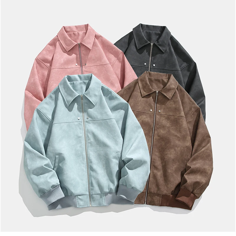

Autumn Men's Leather Jacket Fashion Vintage Biker Motorcycle Faux Leather Coat Women Casual Windbreaker Bomber Loose Overcoat