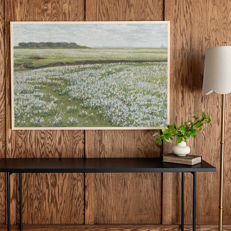 1pc Frameless Canvas Painting Vintage French Country Antique Spring Landscape Posters Prints Canvas Painting Wall Art HD Picture