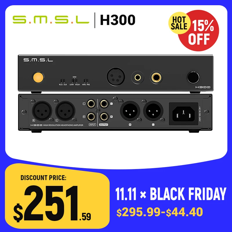 SMSL H300 Headphone Amplifier & Preamplifier Fully balanced design AMP