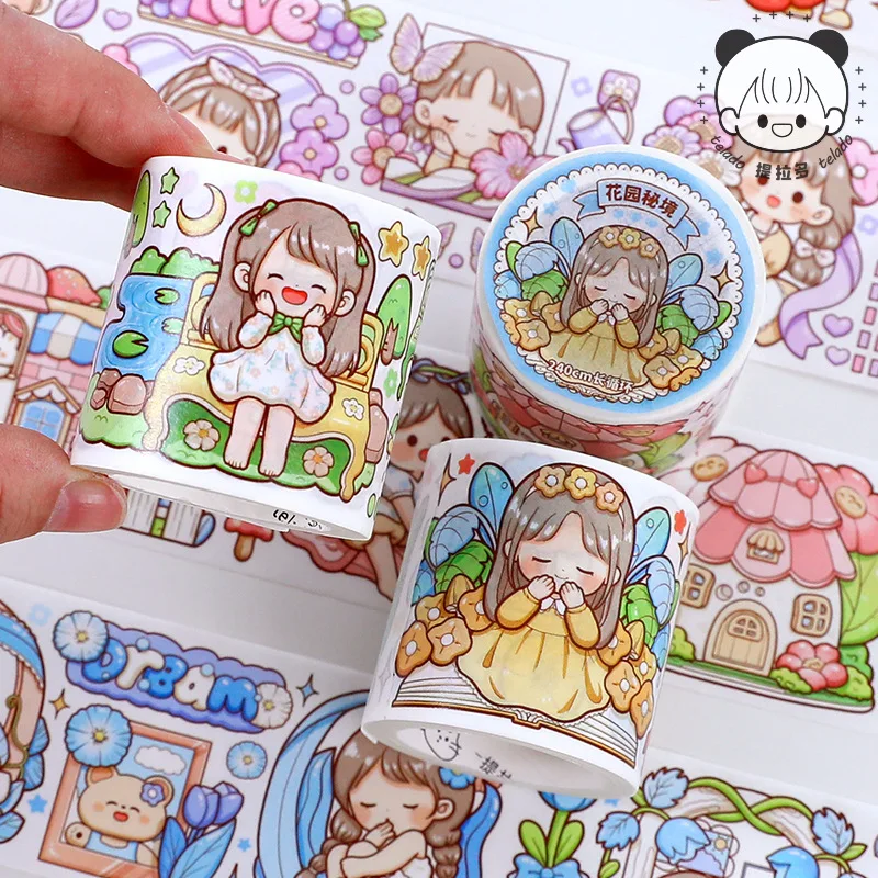 Telado Garden Secret Realm Cute Cartoon Hand Account Special Oil and Paper Tape Character Hand Account Decoration Tape