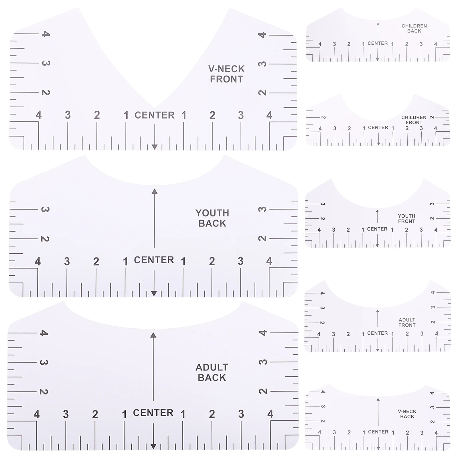 8Pcs Measuring Ruler for T-Shirt Alignment Clear Scale Design Professional Grade Craft Sewing Supply Household Use