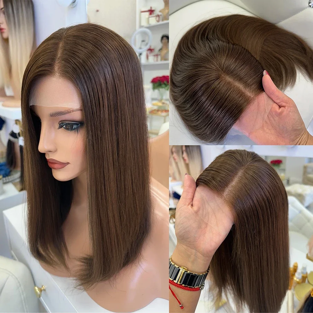 

Glueless Natural Brown Straight 5x5 Silk Base Human Hair with BabyHair Soft HD Lace Hair Preplucked