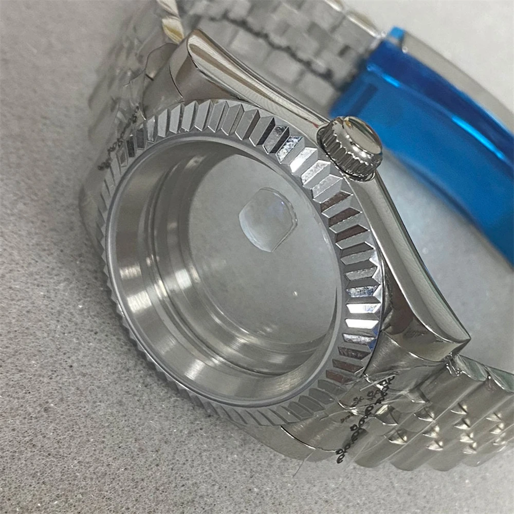 39MM Dog-tooth Ring Log Sapphire Glass Watch Case Stainless Steel Watch Case  for NH35 NH36 Movement