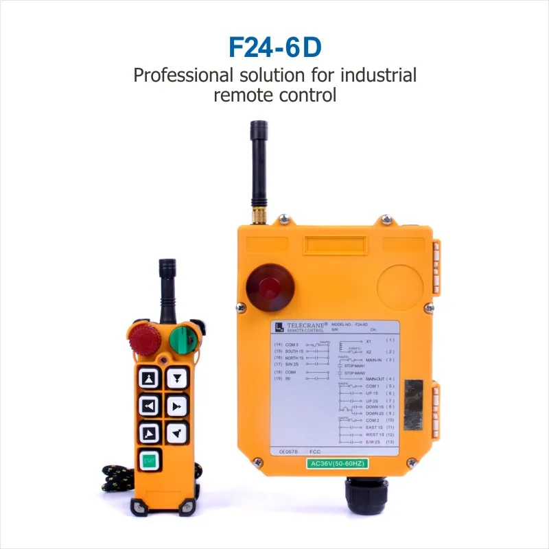 

F24-6D Double Speed 6 Channel Industrial Remote Control For Overhead Crane Lift IP65 Waterproof Wireless 36V 220V 380V