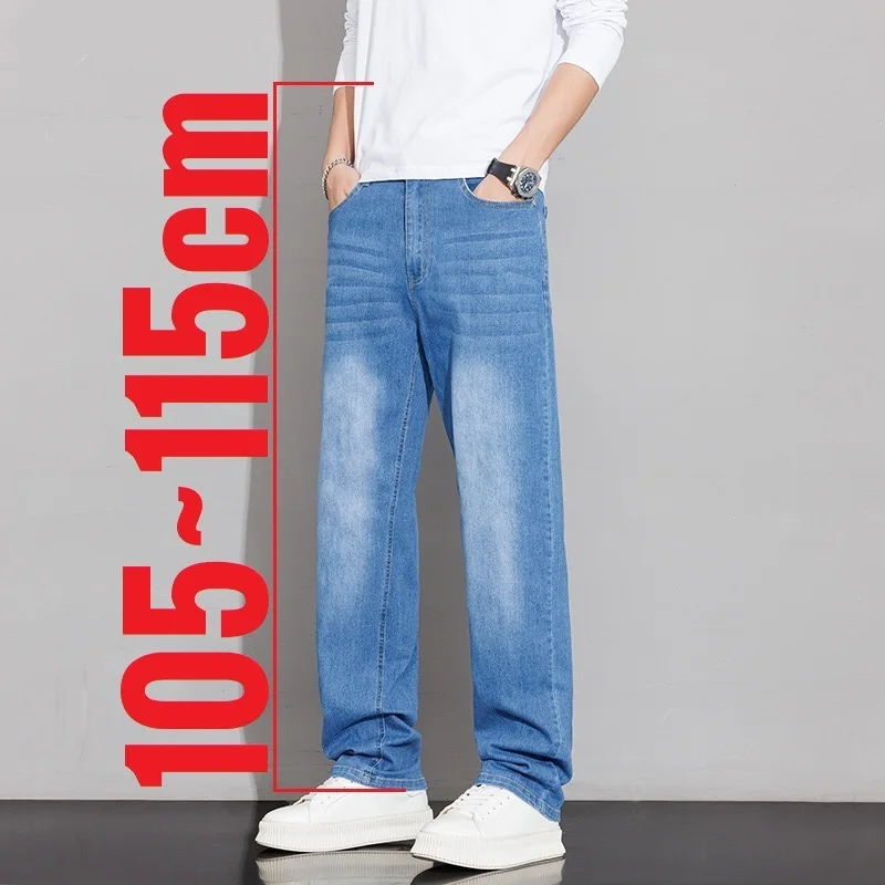 190cm Tall Men's Casual Jeans Extra Long Length Denim Pants Male 115cm 110 Inseam 34 36 190 195 Cm 115 Classic Business Straight